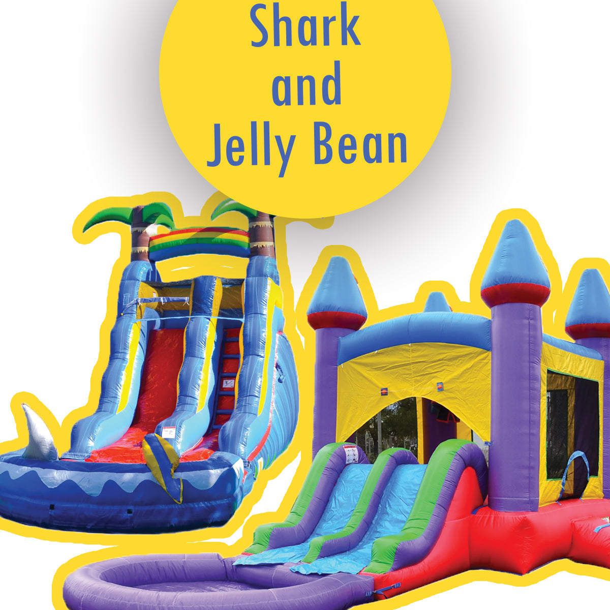 buy direct lightweight bounce house and inflatable water slide bundle shark and jelly bean inflatable castle