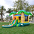 cheap bounce house inflatables with slide tropical design with trees dual lane