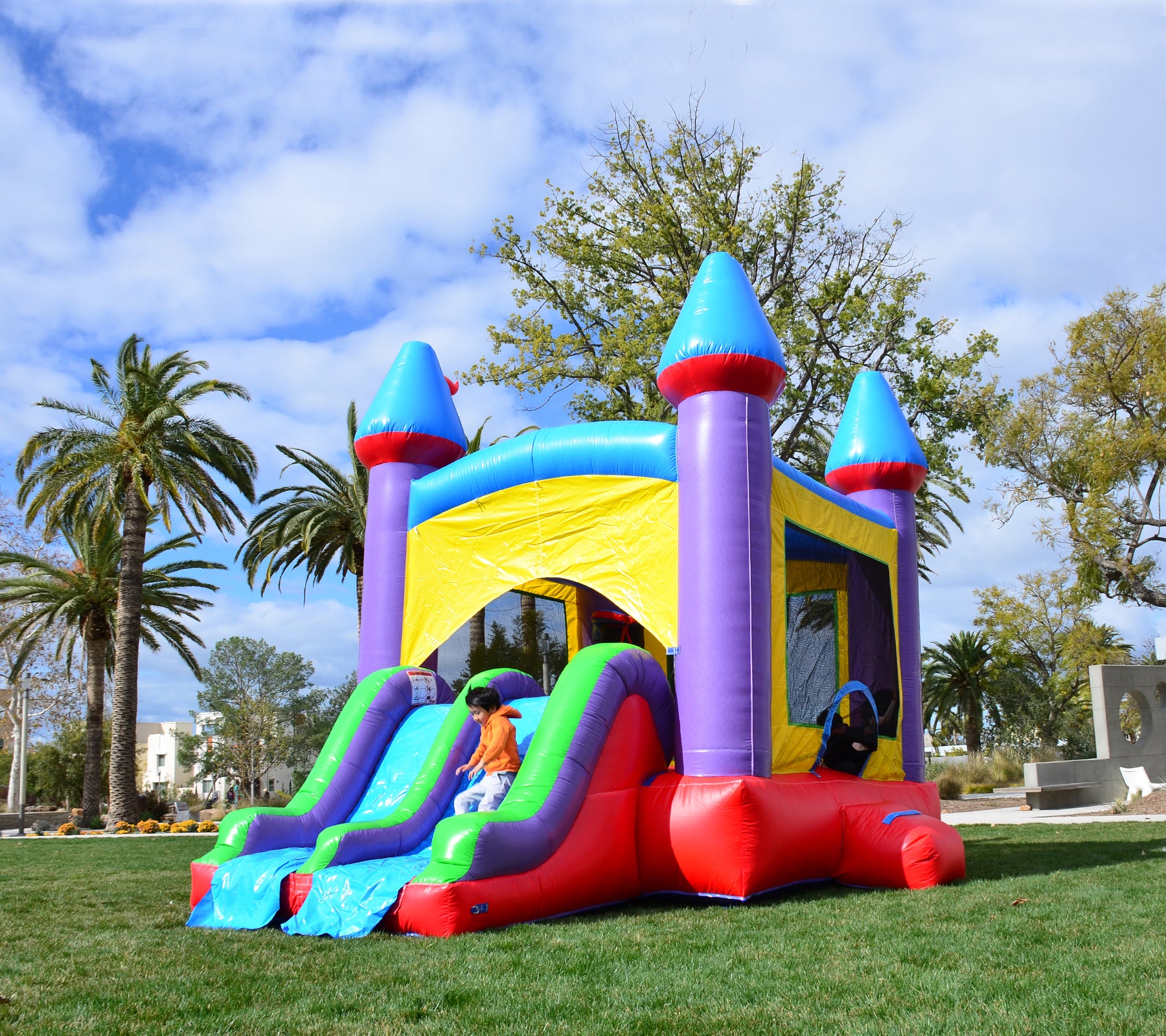 buy direct castle bounce house inflatable combo purple jelly for sale