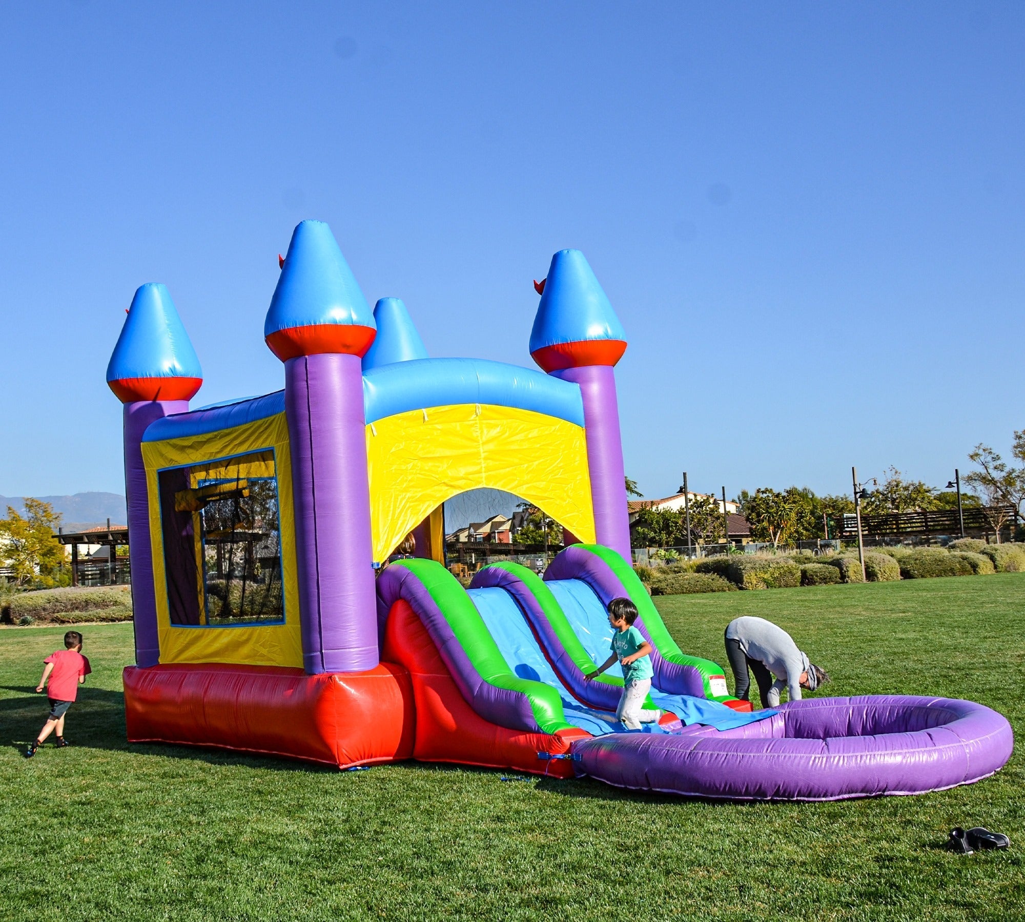 using multiple commercial grade bounce houses