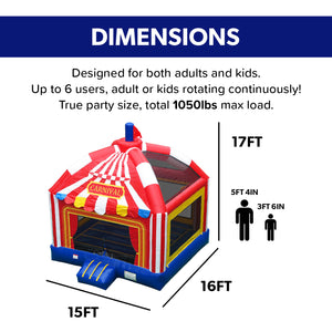 Big Top Carnival Dome Bounce House 15'x13' with High-Ceiling Dome & Extra Large Bouncing Floor