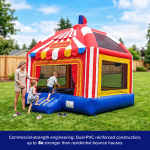 Big Top Carnival Dome Bounce House 15'x13' with High-Ceiling Dome & Extra Large Bouncing Floor