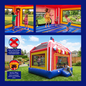 Big Top Carnival Dome Bounce House 15'x13' with High-Ceiling Dome & Extra Large Bouncing Floor