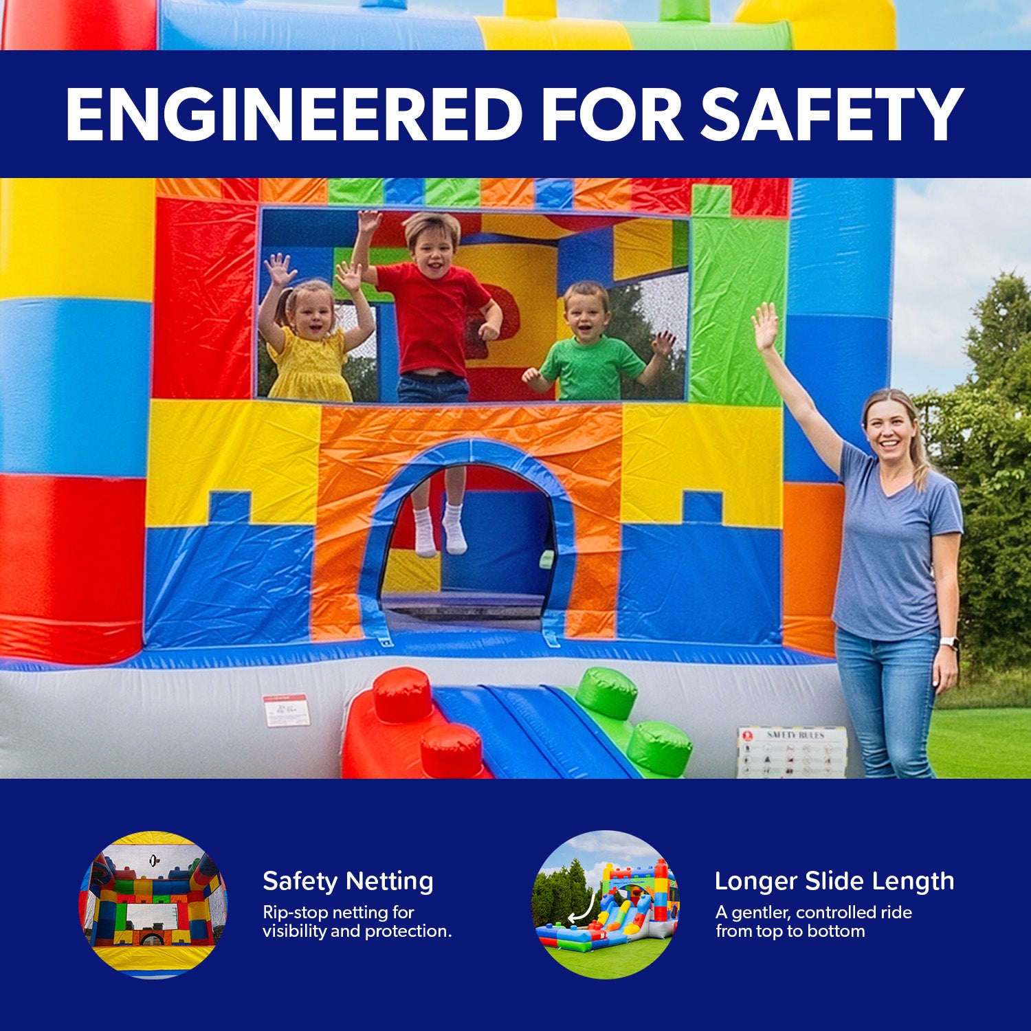 Block Party 14'x26’ Bounce House Water Slide Combo - Hero Kiddo Inflatables