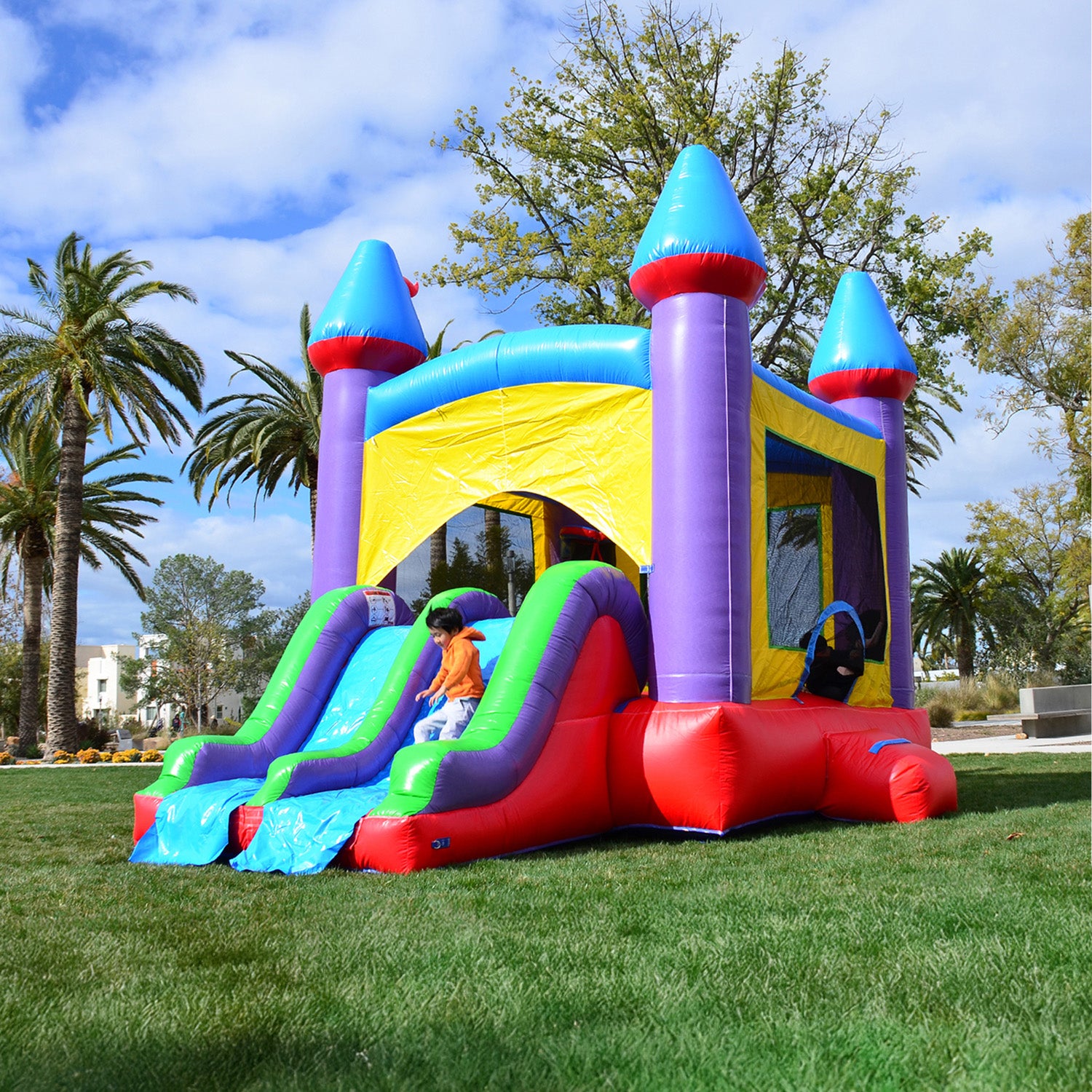 Castle Jelly Bean Bounce House with Dual Slide Combo