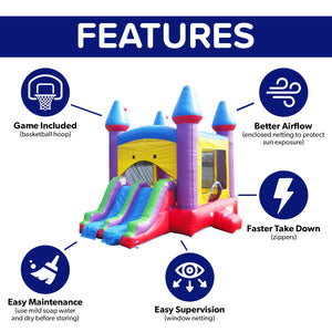 Castle Jelly Bean Bounce House with Dual Slide Combo
