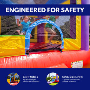 Jelly Bean Castle Bounce House with Dual Lane Water Slide and Detachable Pool Combo