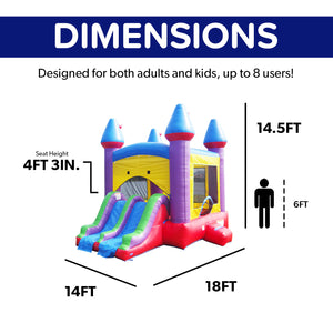 Jelly Bean Castle Bounce House with Dual Slide Combo