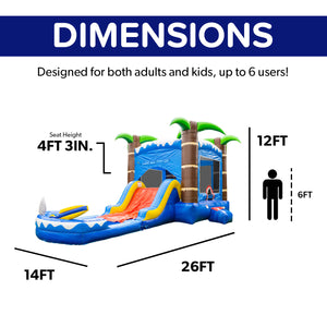 Ocean Shark Bounce House Water Slide with Pool Combo