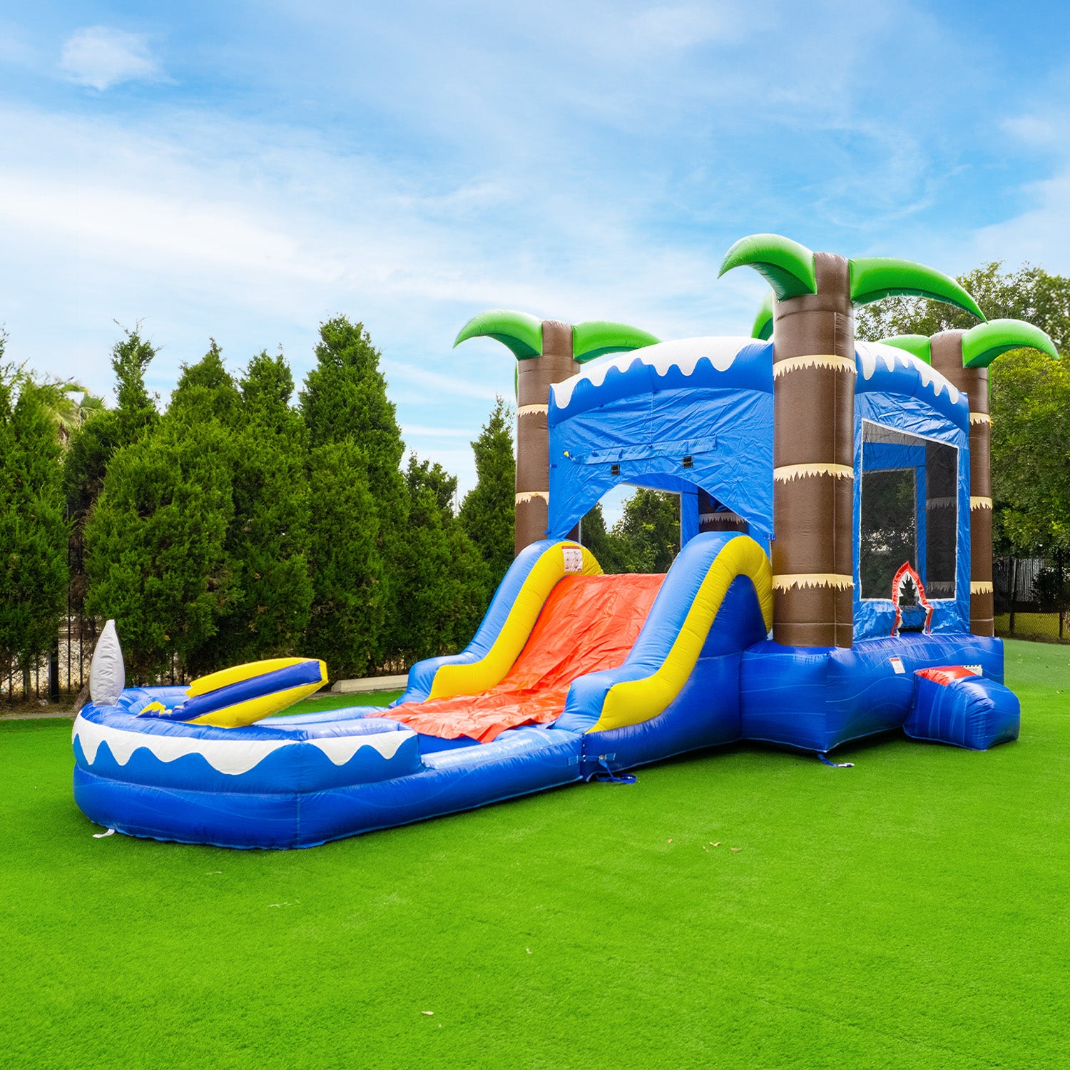 Ocean Shark Bounce House Water Slide with Pool Combo