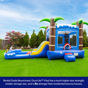 Ocean Shark Bounce House Water Slide with Pool Combo