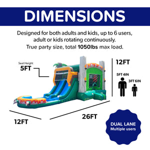 NEW! T-Rex Adventure XL Inflatable Bounce House Combo With Attached Pool