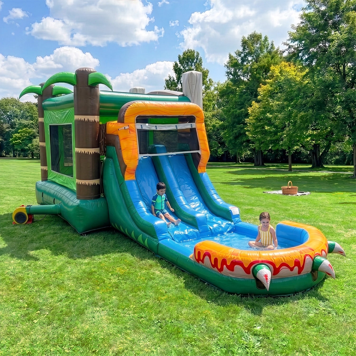 NEW! T-Rex Adventure XL Inflatable Bounce House Combo With