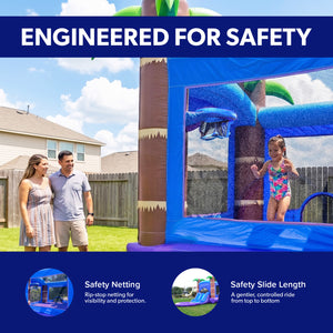Enchanted Forest Bounce House with Dual Lane Water Slide and Detachable Pool Combo