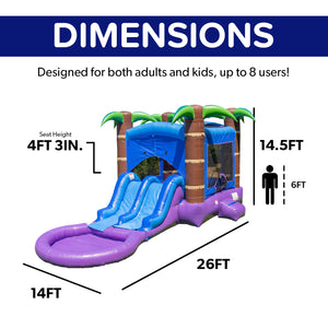 Enchanted Forest Bounce House with Dual Lane Water Slide and Detachable Pool Combo