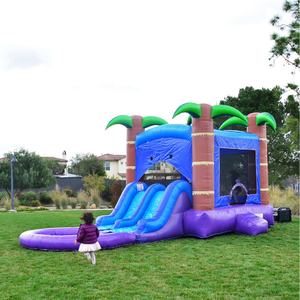 Enchanted Forest Bounce House with Dual Lane Water Slide and Detachable Pool Combo