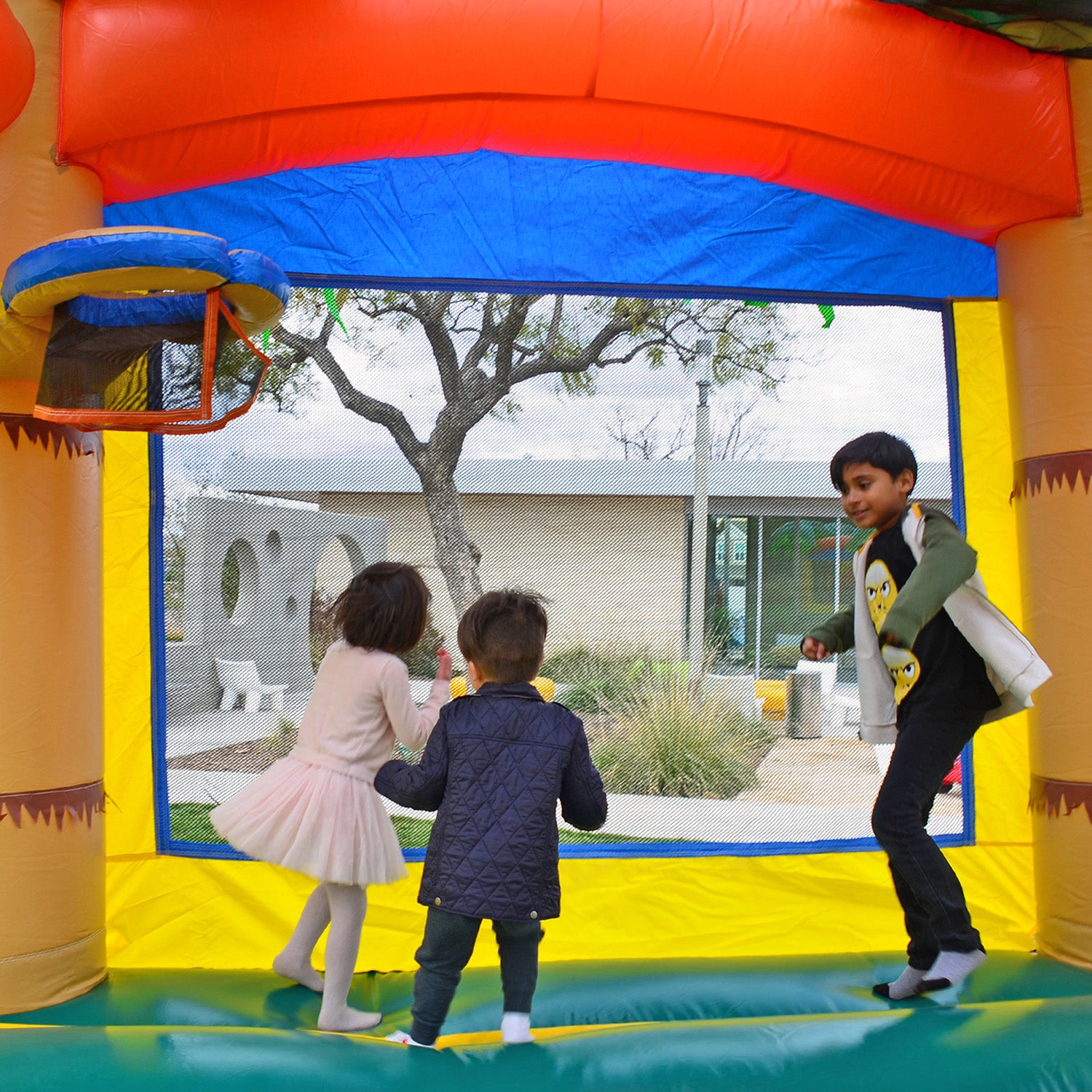 HeroKiddo Tropical Bounce House With Water Slide & Splash Pool - Commercial Grade For Kids & Adults