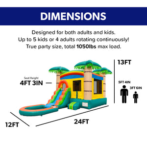 Tropical Breeze Bounce House Water Slide with Detachable Pool Combo