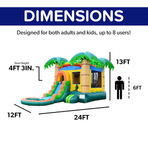 Tropical Breeze Bounce House Water Slide with Detachable Pool Combo