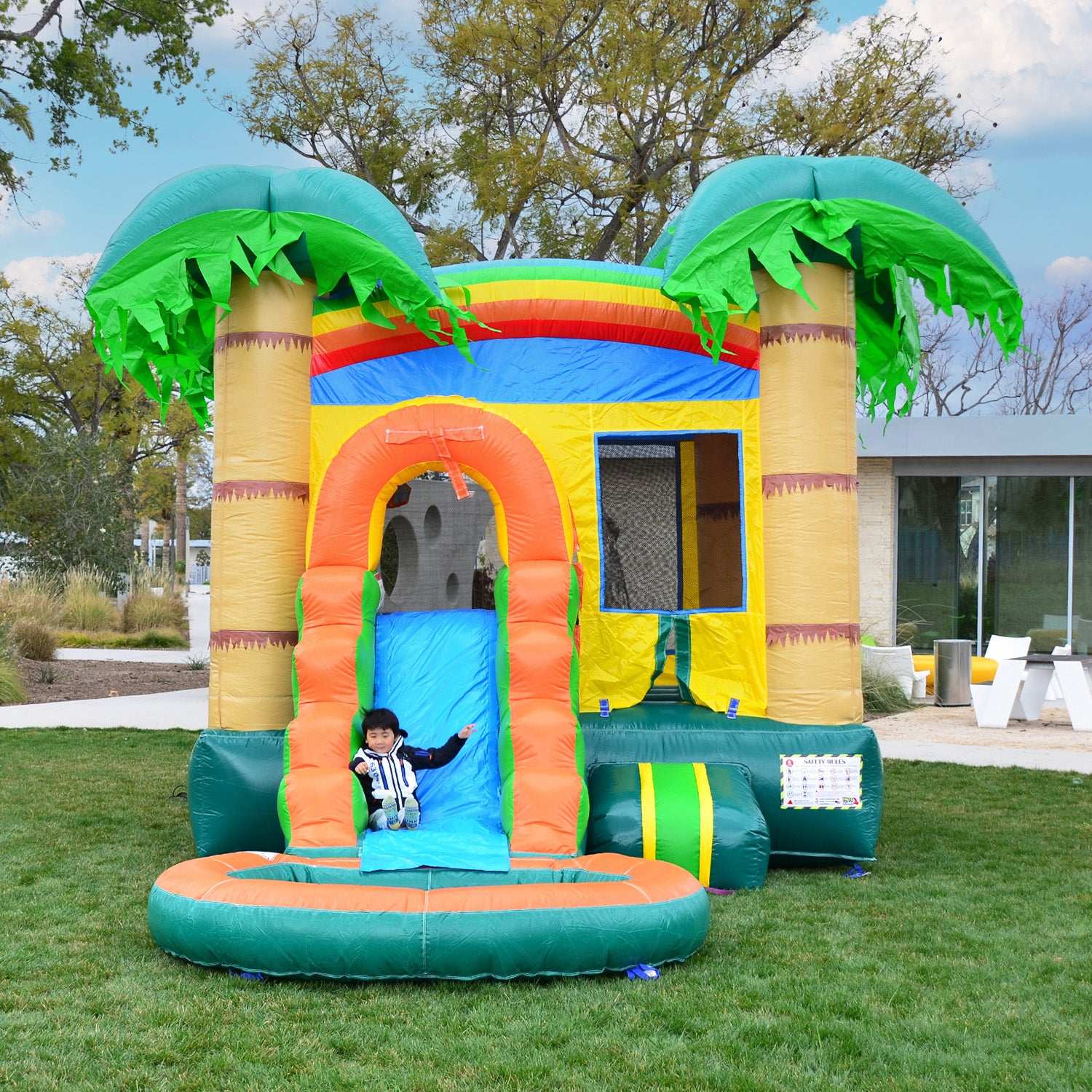 Tropical Breeze Bounce House Water Slide with Detachable Pool Combo
