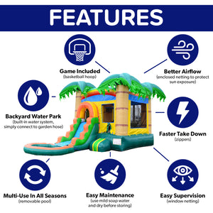 Tropical Breeze Bounce House Water Slide with Detachable Pool Combo