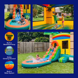 Tropical Breeze Bounce House Water Slide with Detachable Pool Combo