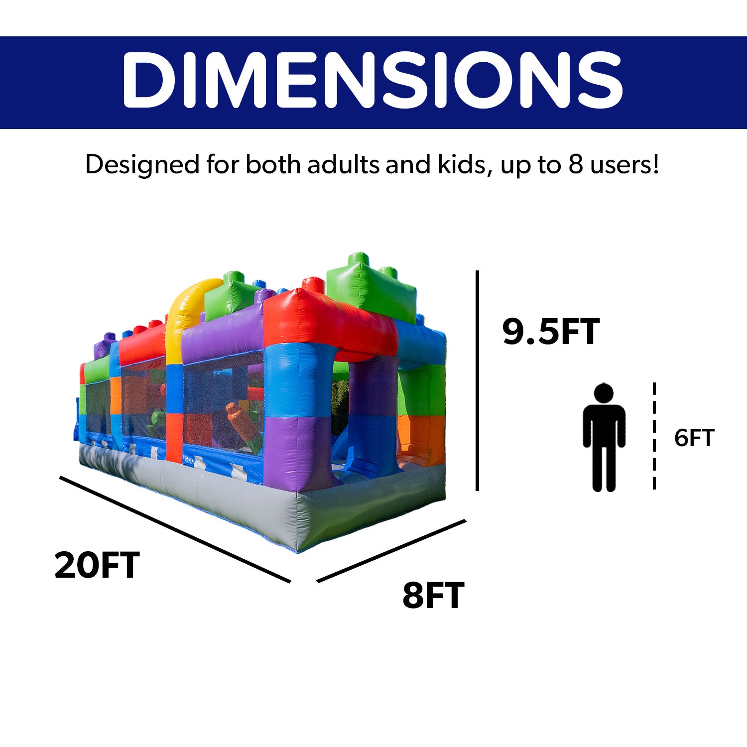 NEW! Block Party 20' Obstacle Course - Hero Kiddo Inflatables