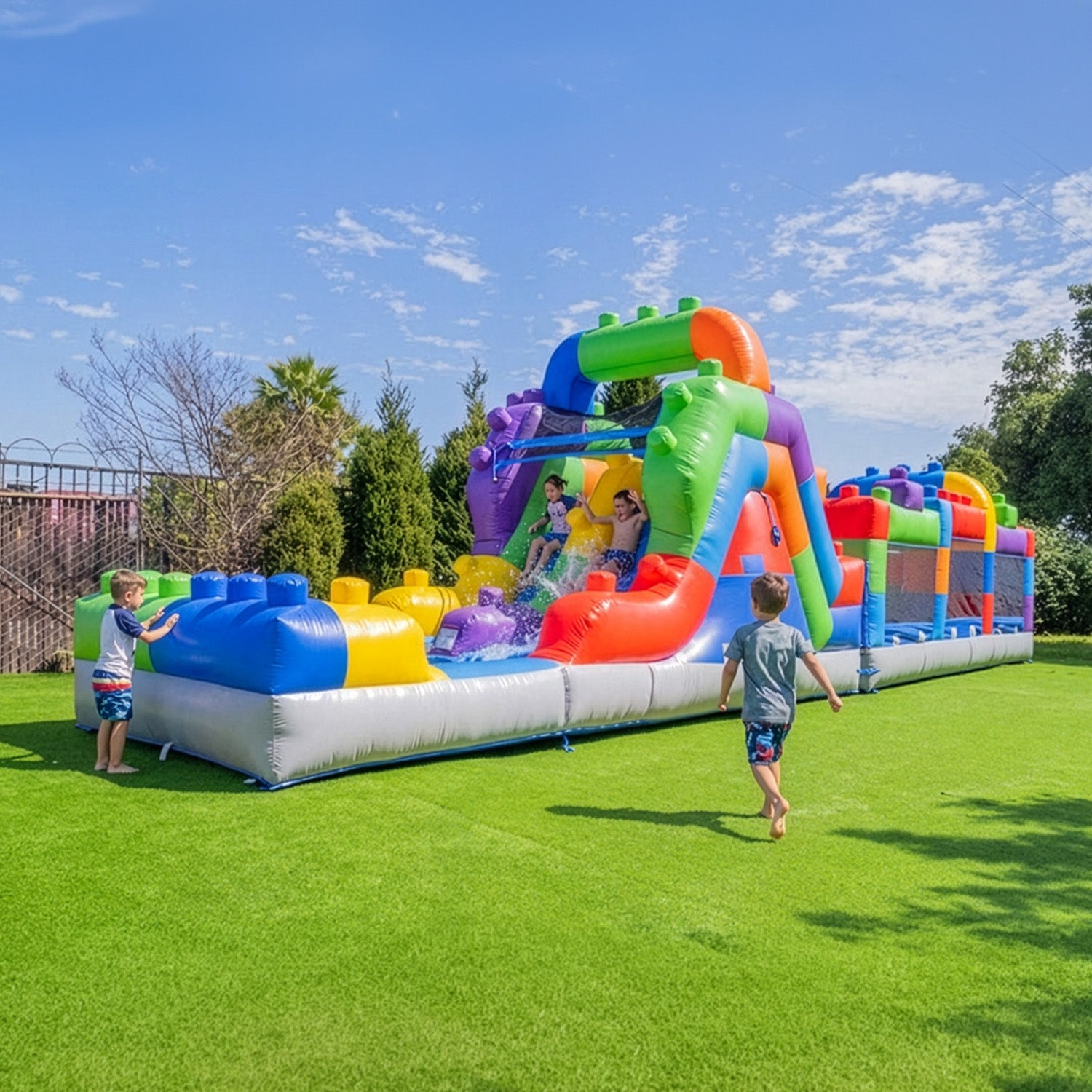 Block Party 42' Obstacle Course with Water Slide