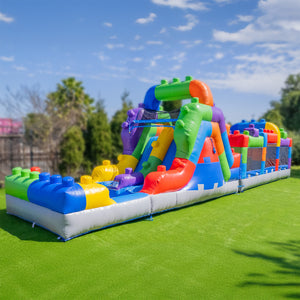 NEW! Block Party 42' Obstacle Course with Water Slide