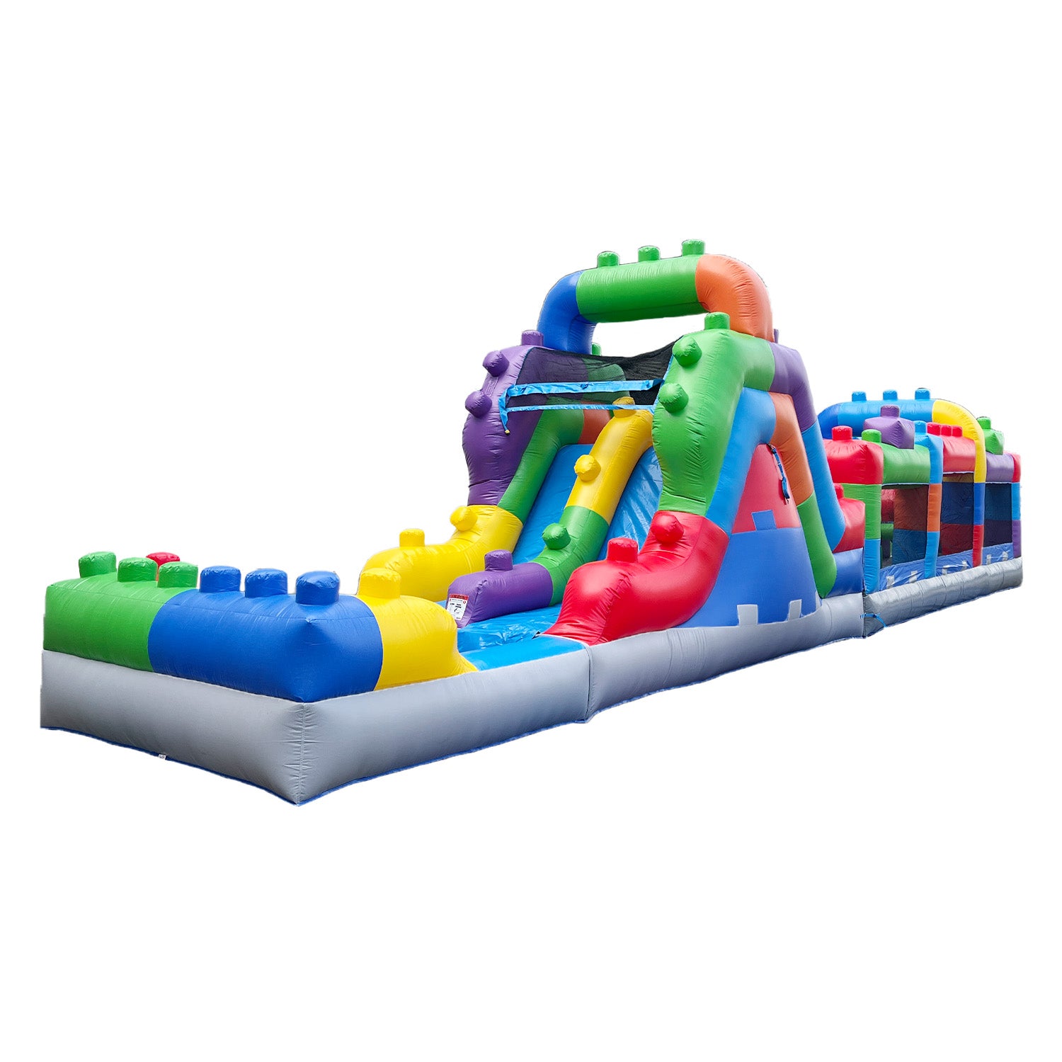 NEW! Block Party 42' Obstacle Course with Water Slide - Hero Kiddo ...