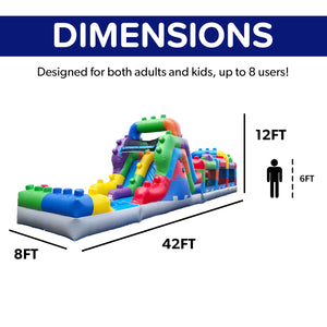 NEW! Block Party 42' Obstacle Course with Water Slide - Hero Kiddo ...