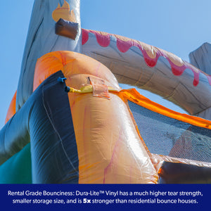 NEW! T-Rex Adventure 12’ Dual Lane Backload Inflatable Water Slide with Attached Pool