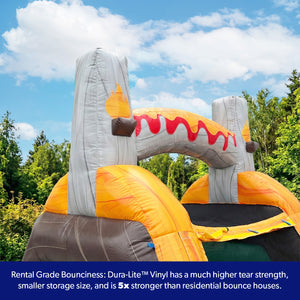T-Rex Adventure 12’ Dual Lane Backload Inflatable Water Slide with Attached Pool