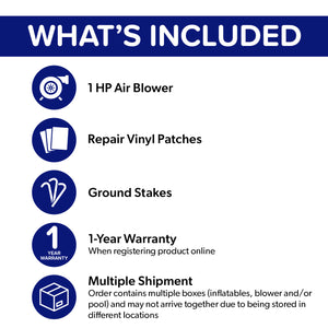 T-Rex Adventure 12’ Dual Lane Backload Inflatable Water Slide with Attached Pool