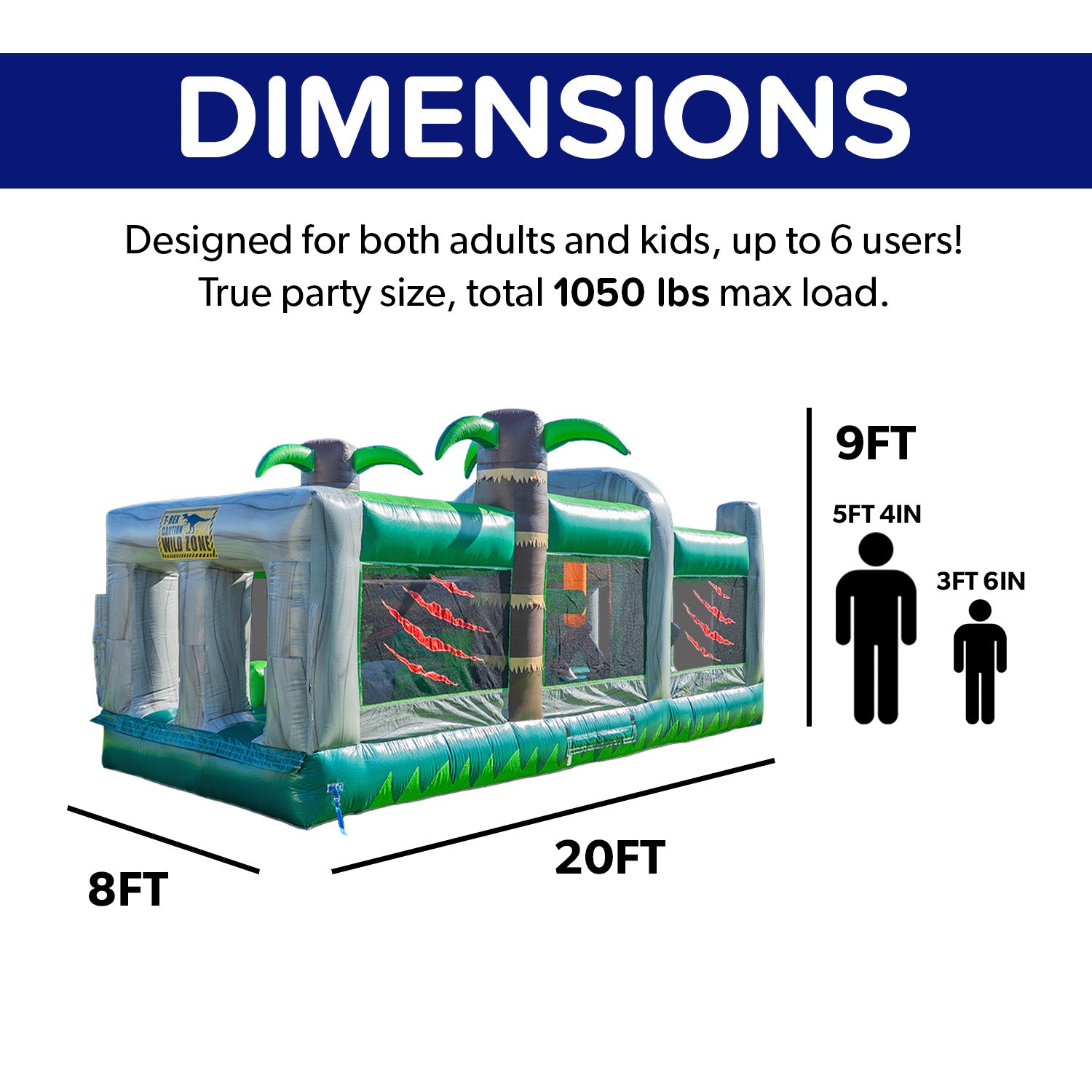 NEW! T-Rex Adventure 20' Inflatable Obstacle Course - Hero Kiddo