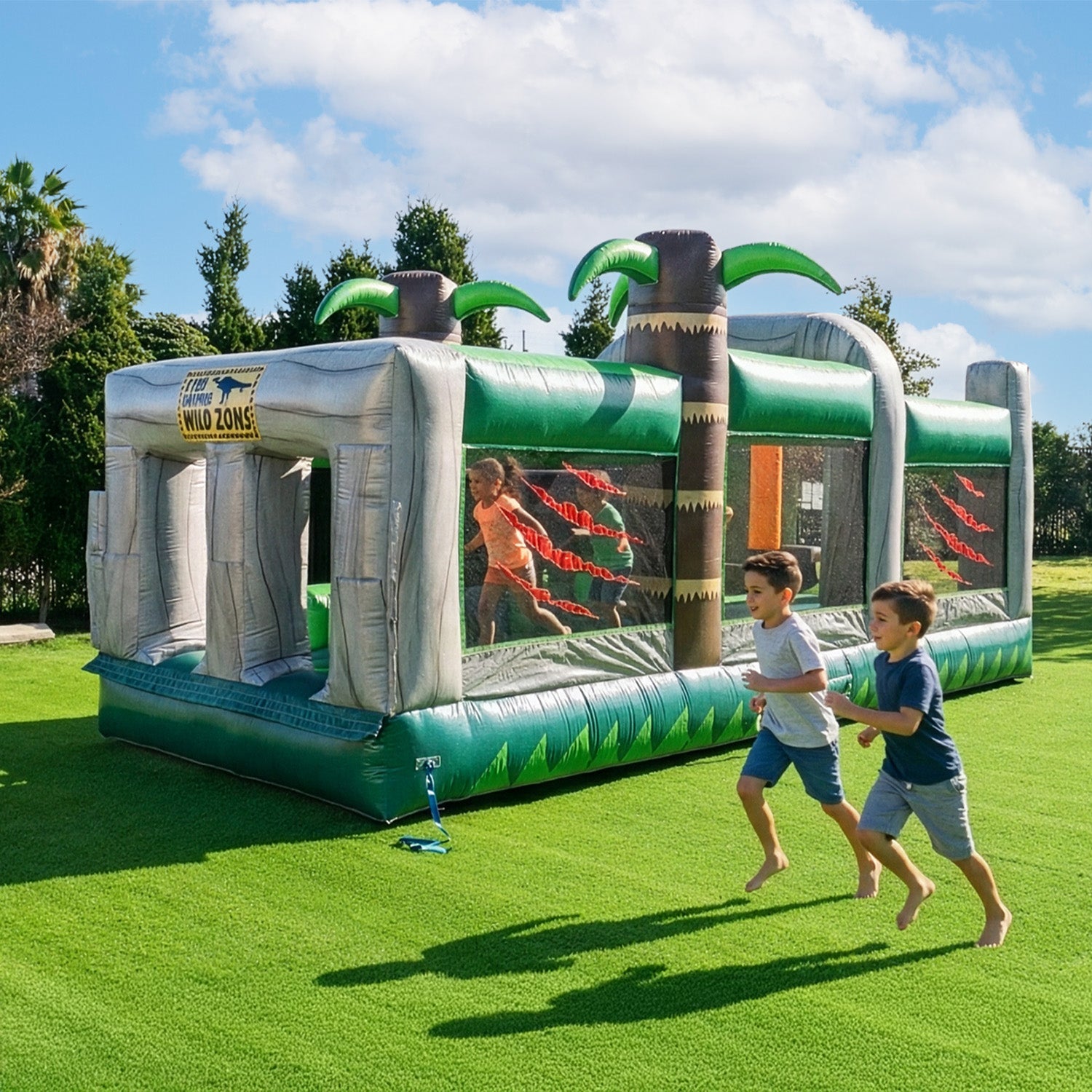 NEW! T-Rex Adventure 20' Inflatable Obstacle Course - Hero Kiddo