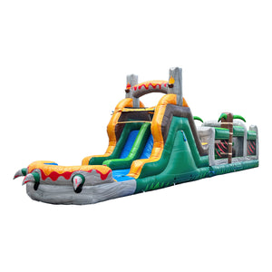 NEW! T-Rex Adventure 42’ Inflatable Obstacle Course with Water Slide