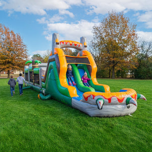 NEW! T-Rex Adventure 42’ Inflatable Obstacle Course with Water Slide