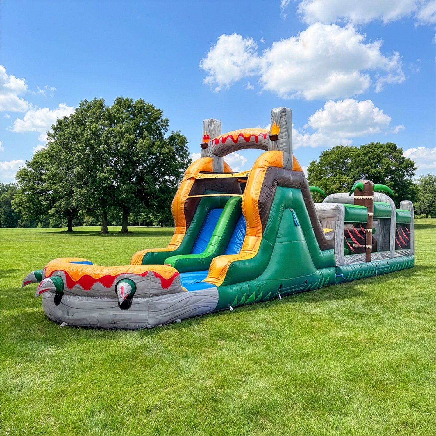 ( PRE-ORDER SHIPS FEB 16)  NEW! T-Rex Adventure 42’ Inflatable Obstacle Course with Water Slide