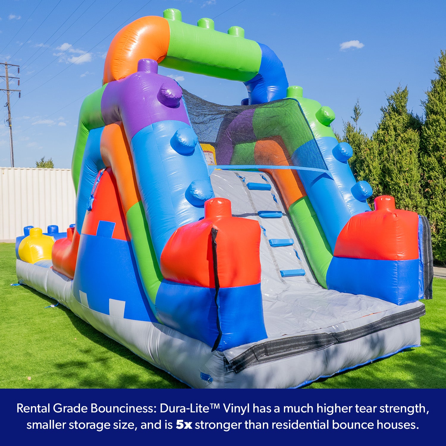 NEW! Block Party 12' Dual Lane Backload Water Slide with Attached Pool ...