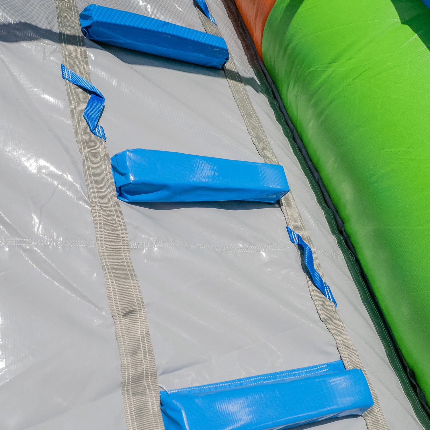 NEW! Block Party 12' Dual Lane Backload Water Slide with Attached Pool ...