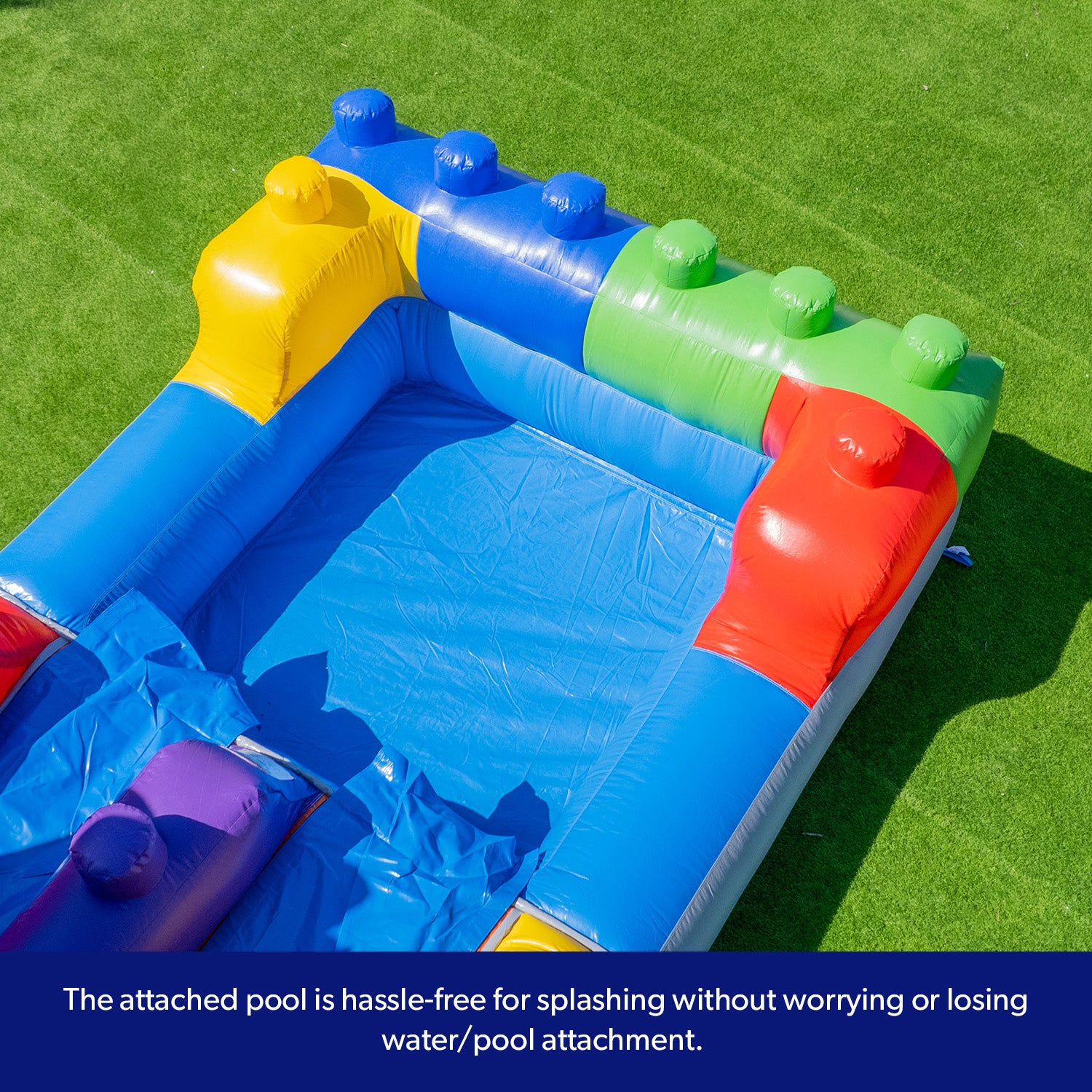 NEW! Block Party 12' Dual Lane Backload Water Slide with Attached Pool ...