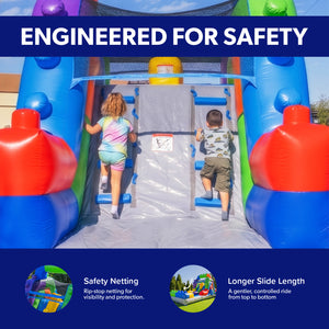 Block Party 12' Dual Lane Backload Water Slide with Attached Pool