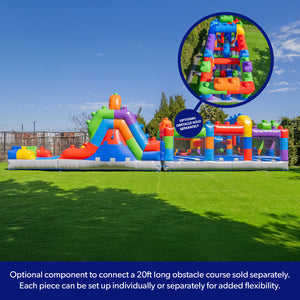 Block Party 12' Dual Lane Backload Water Slide with Attached Pool