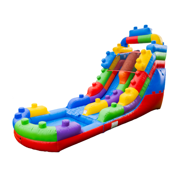 NEW! Block Party 16' Water Slide and Pool - Hero Kiddo Inflatables