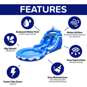 13' Dolphin Water Slide with Pool