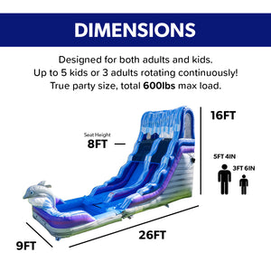 Dolphin 16' Water Slide with detachable pool