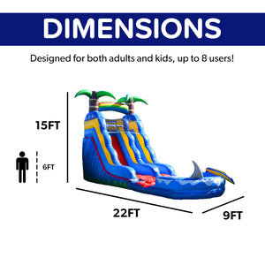 15' Ocean Shark Water Slide with Detachable Pool