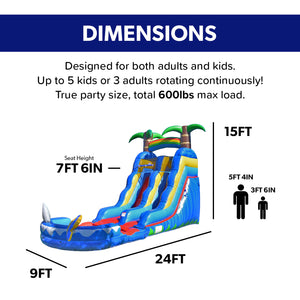 15' Ocean Shark Water Slide with Detachable Pool