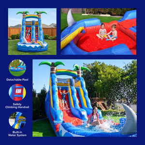 15' Ocean Shark Water Slide with Detachable Pool